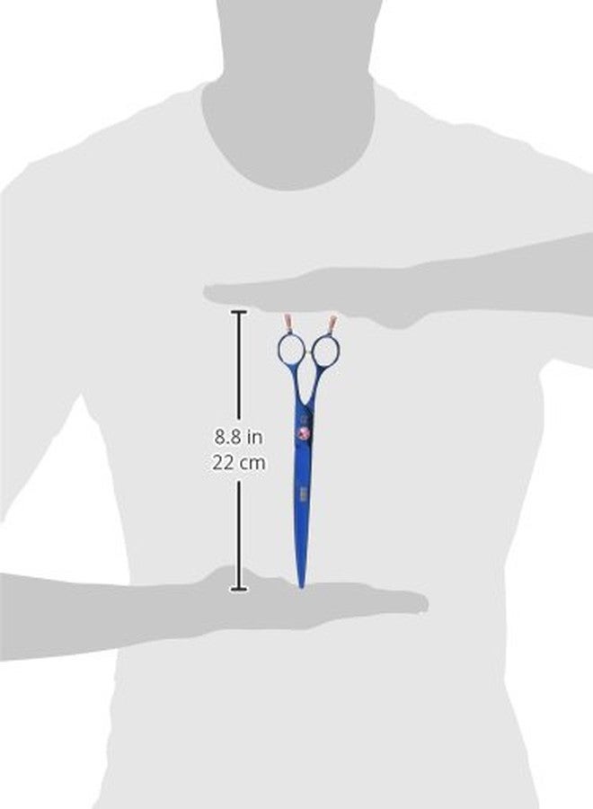 شيرز دايركت مقص قص ياباني منحني من التيتانيوم الأزرق 440C من ShearsDirect مع حجر كريم وردي، مزود بخاصية شد الشعر ومسند مزدوج للأصابع، 8.0 بوصة - Image 4