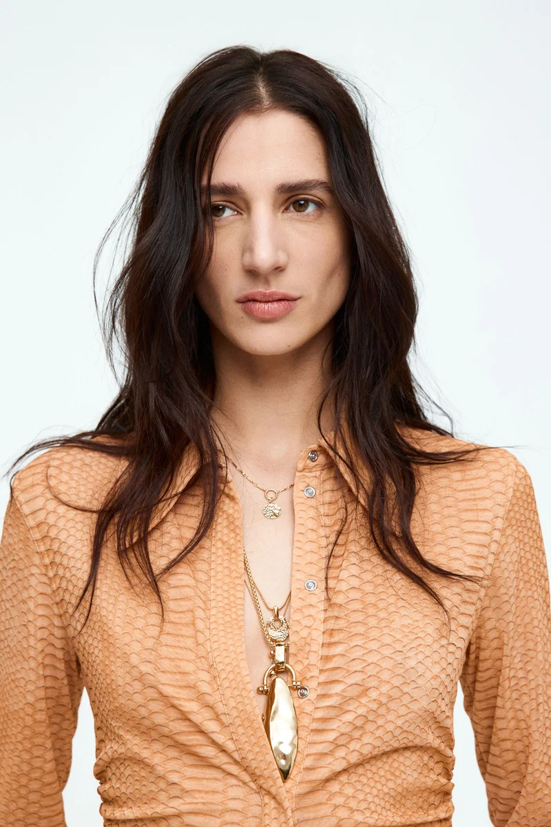 H&M Ruched mesh shirt