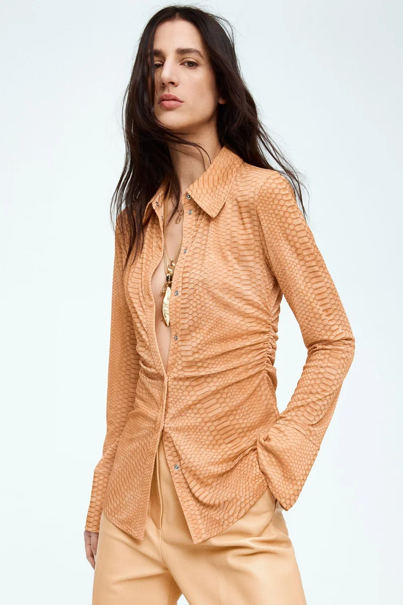H&M Ruched mesh shirt