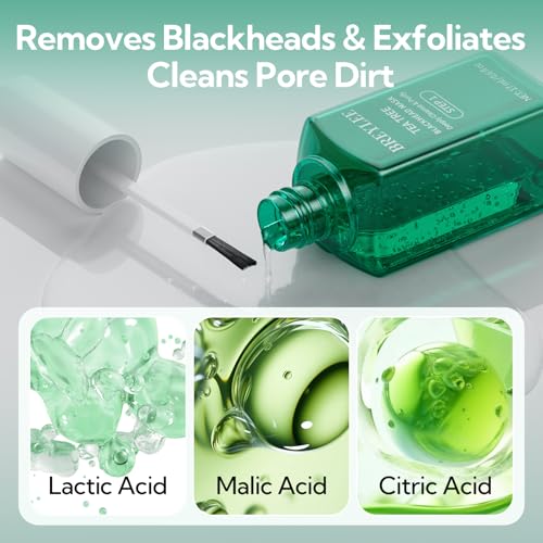 BREYLEE Blackhead Remover Mask, Tea Tree Oil Nose Pore Strips +100 papers, Puntos Negros, Peel Off Mask for Nose and Face, Pore Cleanser Purifying, Brush Desigh - Image 5