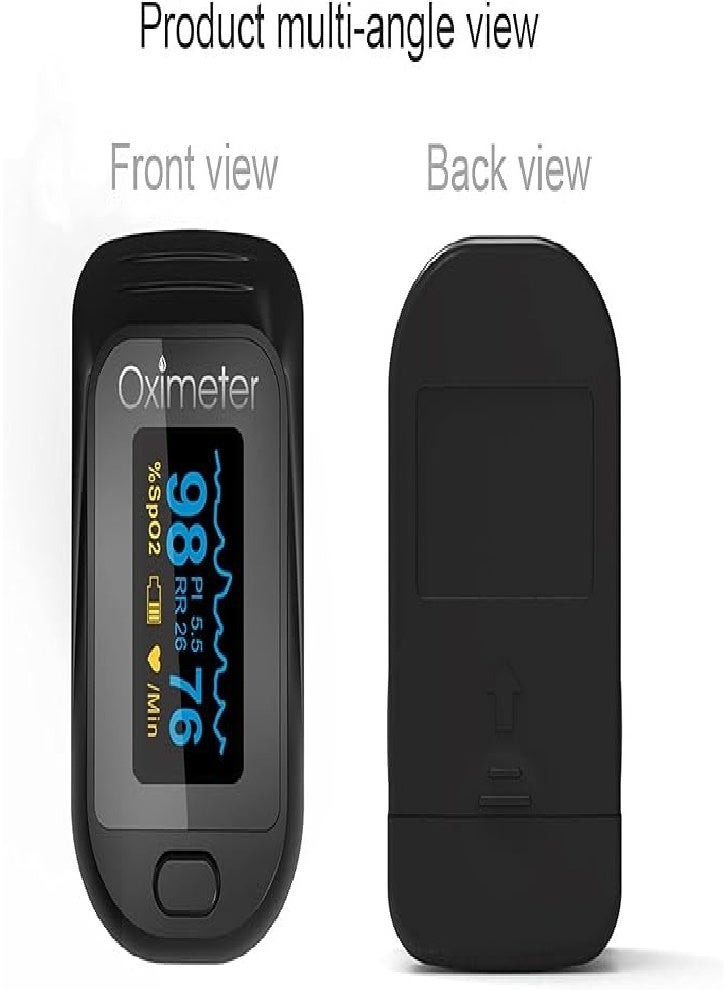 Upgraded Fingertip Pulse Oximeter, Accurate Blood Oxygen Saturation (SpO2), Perfusion Index (PI), Pulse Rate (PR), Respiratory Frequency (RR) Monitor (Black) - Image 4