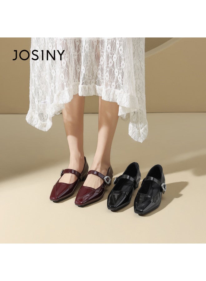 Josiny Fashion Wedding Red Mary Jane Shoes Women's Wedding Shoes 2026 Spring New French Chunky Heel Elegant Leather Shoes - Image 5