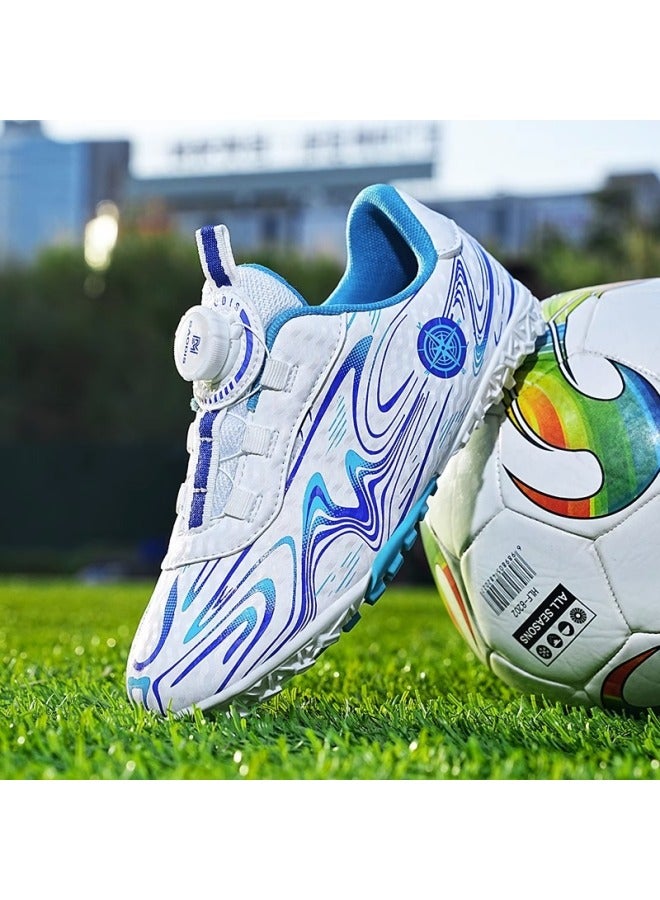 White Moon M308 Knob Buckle Messi Children's Football Shoes Crushed Nails Sneaker Velcro Pupil Training Shoes Boys Long Nails