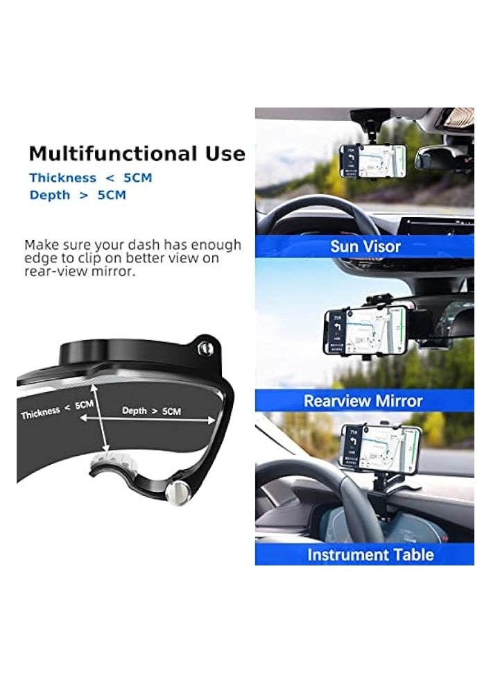 erorex Car Phone Holder, Mount Dashboard Phone Car Holder 360 Degree Rotation Cell Phone Holder for Car Clip Mount 3-in-1 Multi-Function Phone Car Mount Suitable for 4-7 Inches Smartphones  - Image 4
