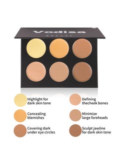 Vodisa 6 Colour Makeup Contour Palettecreamy Concealer Kitprofessional Blemish Face Conceal Correct Contouring Highlighter Palletbase Foundation Beauty Cream Make Up Concealer Palette (01 Light)  - Image 5