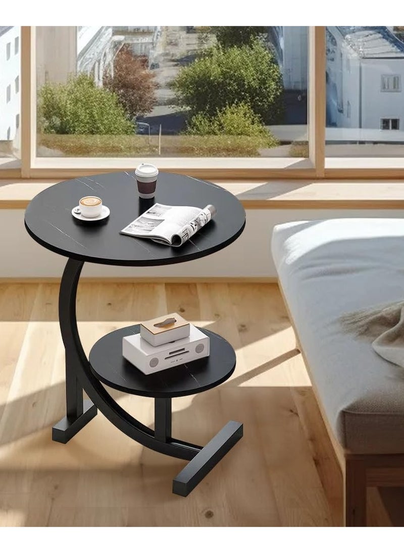 DubaiGallery - Round Coffee Table Sturdy Narrow Sofa Side Table End Tables for Living Room Bedroom - Image 1