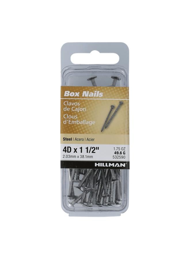 Hillman Bright Steel Smooth Thin Shank Flat Head 4D Box Nails Silver 2.03 x 38.1mm 532590 - Image 1