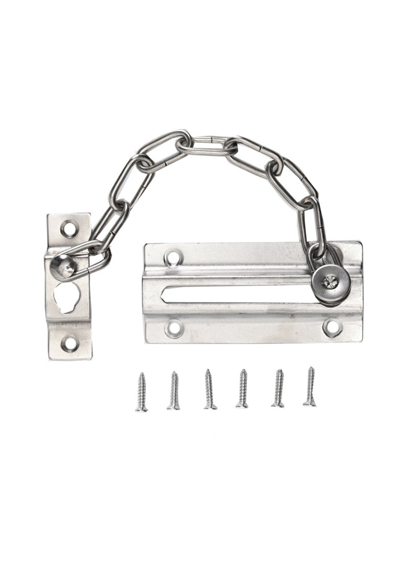 LAWAZIM Chain Door Lock Nickel Platted - 85mm - with Sliding Chain Design and Mounting Screws - Ideal for Home Entry Doors, Apartments, Dorm Rooms, and Indoor Security Access  - Image 1