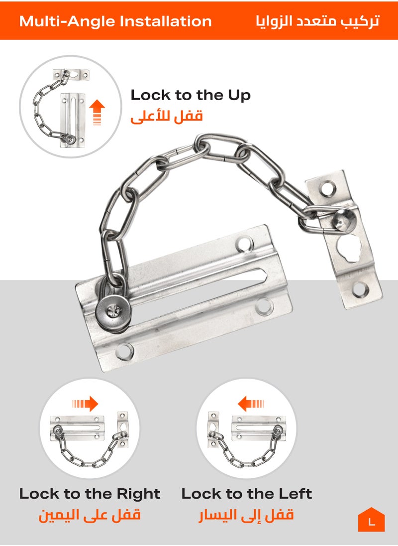 LAWAZIM Chain Door Lock Nickel Platted - 85mm - with Sliding Chain Design and Mounting Screws - Ideal for Home Entry Doors, Apartments, Dorm Rooms, and Indoor Security Access  - Image 4
