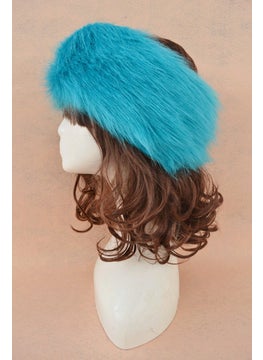 Generic Faux Fur Hat Band Fox-Style Headband Black tip on white background 