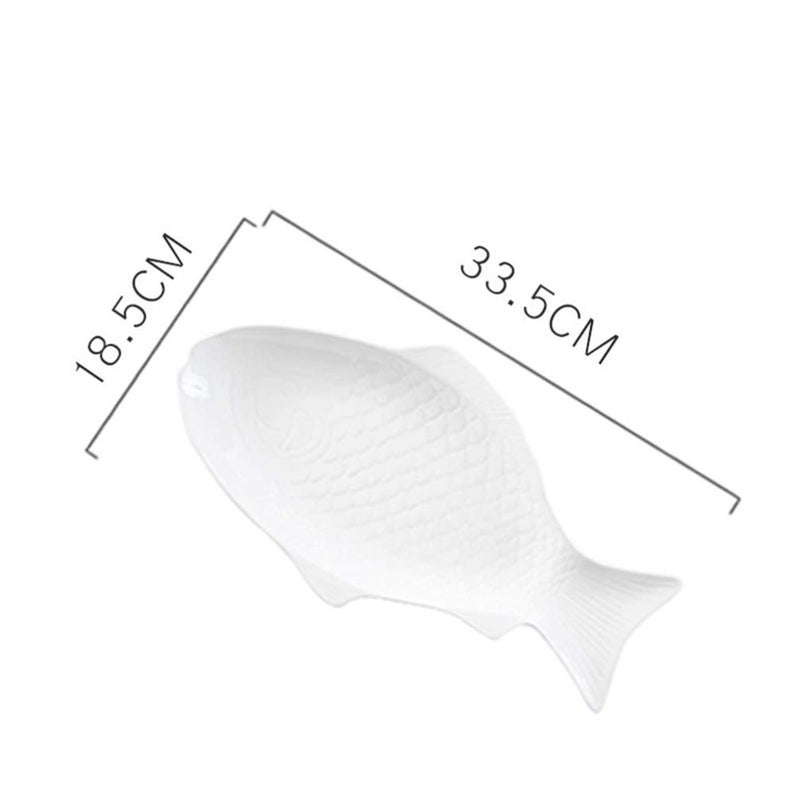 DOITOOL طبق سمك DOITOOL طبق سمك صيني صحن تقديم على شكل سمكة صحن تقديم مزخرف صحن تقديم بورسلين صينية طعام طبق حفلة للسمك السوشي الفاكهة أو الجبنة (13.2"L x 7.3"W) - Image 1