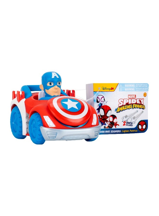 MARVEL Spidey N Friends Web Dart Zoomer Play Vehicle - Captain America | Marvel | Spiderman | Toy Vehicle | Toy Car | Collectible Toys | Encourages Imaginative Play & Motor Skills Development | Gift for Kids & Toddlers - Image 1
