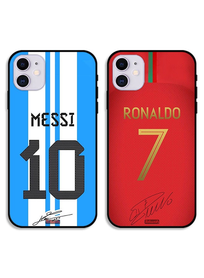 Tolwak حالتان لجهاز آبل آيفون 11 أغطية واقية رونالدو 7 وميسي 10 - Image 1