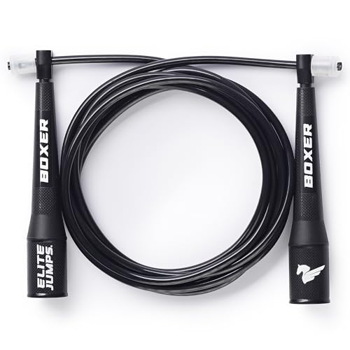 EliteSRS 10 Foot Outdoor Rated 5Mm Pvc, Boxer Jump Rope 3.0 with Smooth Action Polymer Handles and Ergonomic Slip-Resistant Dimpled Grips Black - Image 1