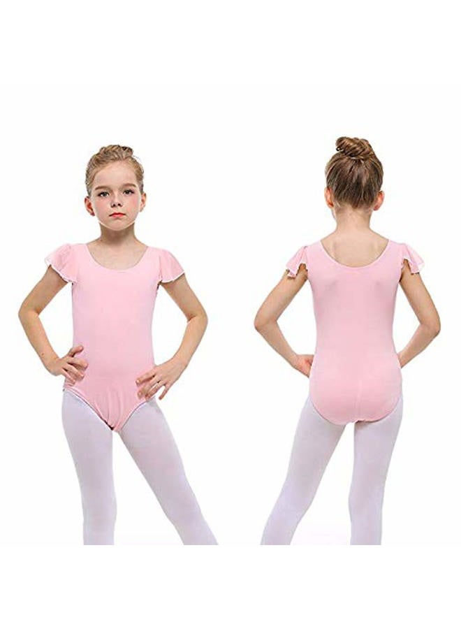 Stelle (Tag90 (4Y), Pink) - STELLE Girl's Cotton Ruffle Short Sleeve Leotard for Dance, Gymnastics and Ballet (Toddler/Little Girl/Big Girl) - Image 2