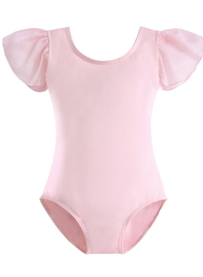 Stelle (Tag90 (4Y), Pink) - STELLE Girl's Cotton Ruffle Short Sleeve Leotard for Dance, Gymnastics and Ballet (Toddler/Little Girl/Big Girl) - Image 1