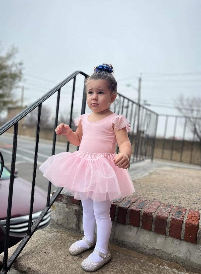 Stelle (Tag90 (4Y), Pink) - STELLE Girl's Cotton Ruffle Short Sleeve Leotard for Dance, Gymnastics and Ballet (Toddler/Little Girl/Big Girl) - Image 3