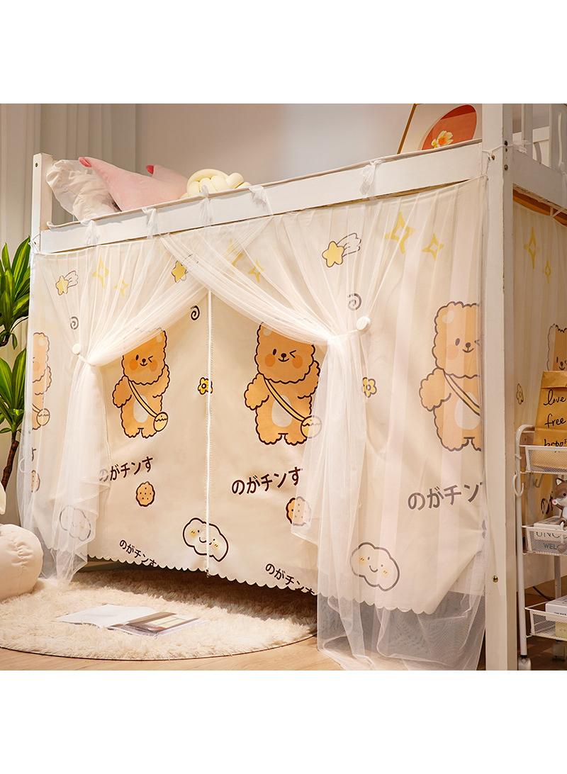 Bluejw Cartoon Pattern Design Lower Deck Zipper Bed Curtain With Mosquito Net  - Image 1