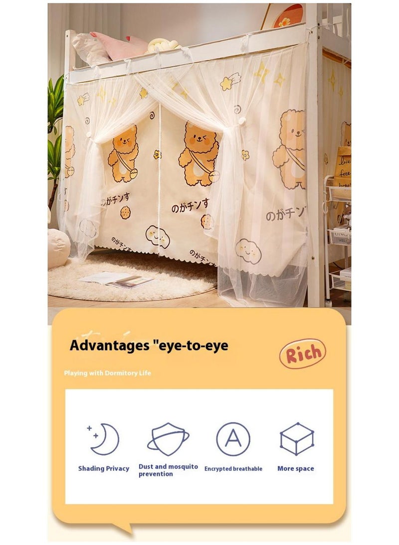 Bluejw Cartoon Pattern Design Lower Deck Zipper Bed Curtain With Mosquito Net  - Image 2