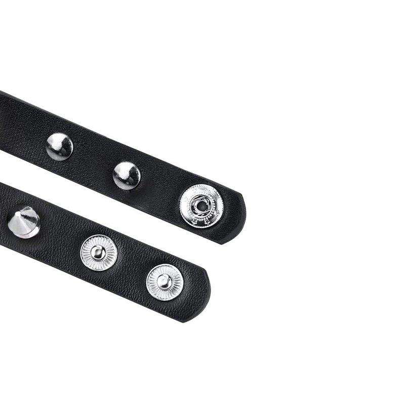 macoking Leather Bracelet Punk Spike Rivet Cuff Bangle Metal Studded Black Wristband - Image 4