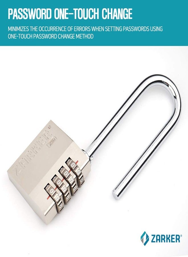 Zarker X50L - 4 Digit Heavy Duty Long Shackle Combination Lock, 1-Pack - Image 5