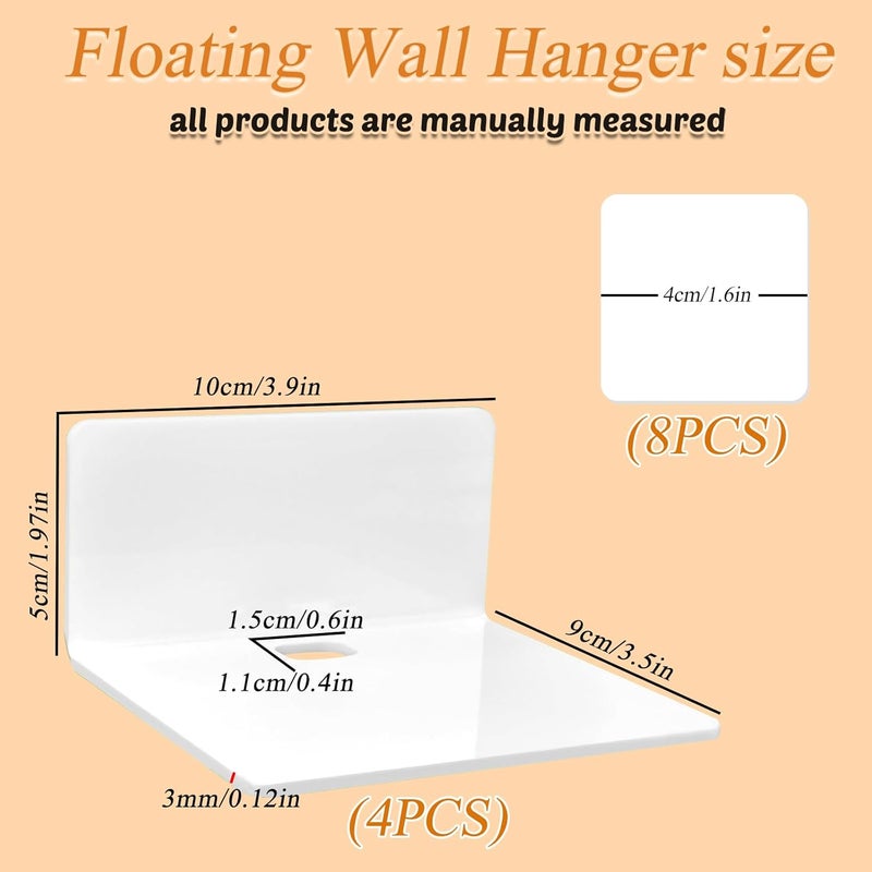 TPGP Sporgo Set of 4 White Acrylic Wall Shelves - No Drilling Required - Image 2