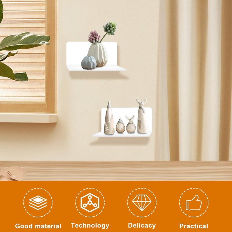 TPGP Sporgo Set of 4 White Acrylic Wall Shelves - No Drilling Required - Image 4