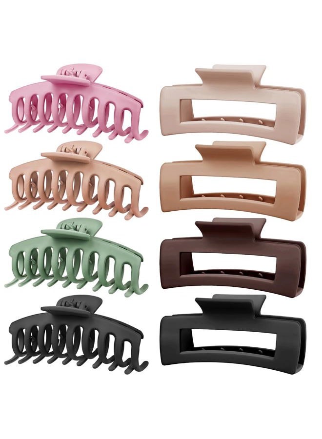 TOCESS 8 Pack Big Hair Claw Clips for Women Large Claw Clip for Thin Thick Curly Hair 90's Strong Hold 4.33 Inch Nonslip Matte Jumbo Hair Clips (8 Pcs) - Image 1