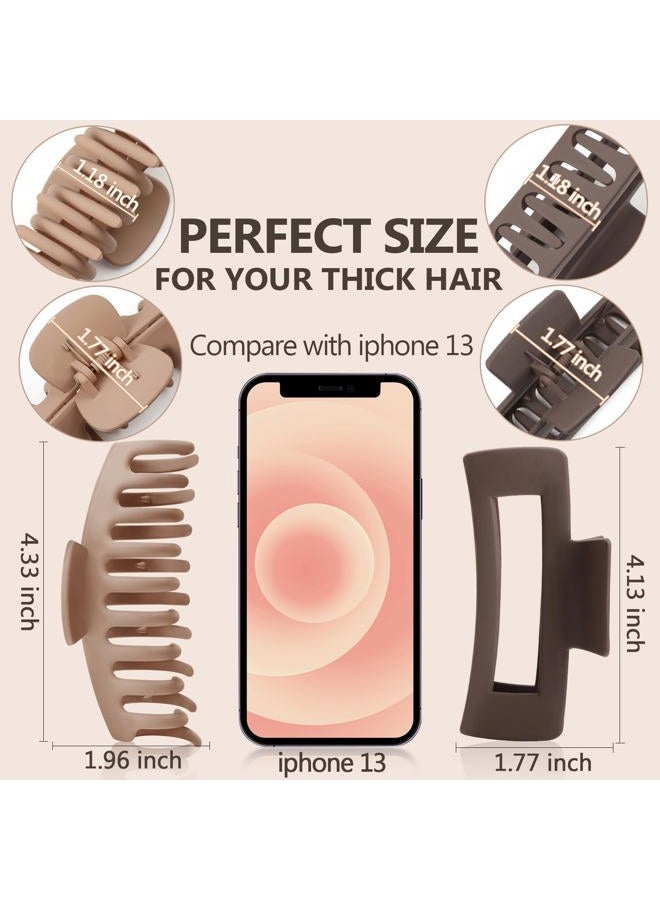 TOCESS 8 Pack Big Hair Claw Clips for Women Large Claw Clip for Thin Thick Curly Hair 90's Strong Hold 4.33 Inch Nonslip Matte Jumbo Hair Clips (8 Pcs) - Image 2