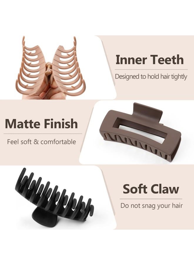 TOCESS 8 Pack Big Hair Claw Clips for Women Large Claw Clip for Thin Thick Curly Hair 90's Strong Hold 4.33 Inch Nonslip Matte Jumbo Hair Clips (8 Pcs) - Image 5