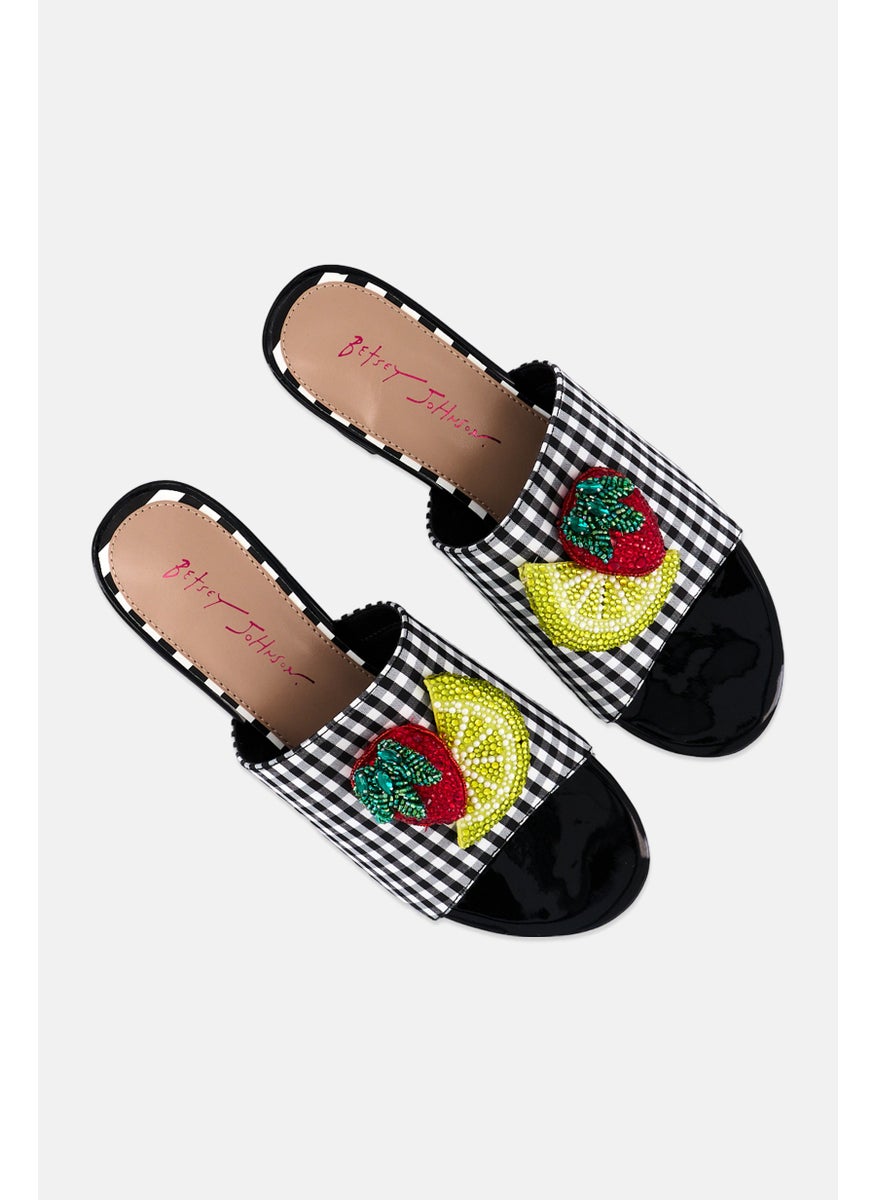 Betsey Johnson Women Medium Lindyy Slip On Sandals, Black  - Image 4
