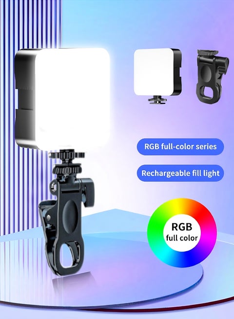 Photography light clip on phone laptop,  video light, portable rechargeable LED camera fill light panel,  pocket LED  phone light, dimmable 3 lighting effects,  180-degree adjustable angle, video lighting conference,TikTok, YouTube