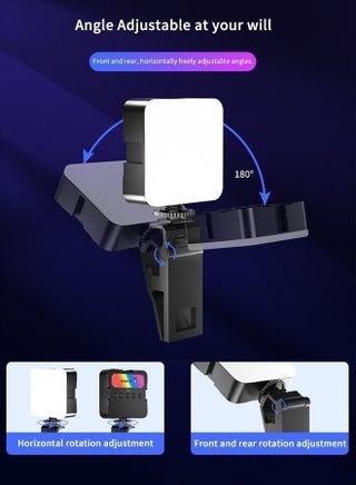 ضوء فيديو RGB محمول يملأ الضوء 0-360 لون كامل ضوء فيديو قابل للتعتيم 180 درجة زاوية ضبط أمامية وخلفية للتصوير الفوتوغرافي ومؤتمرات الفيديو وTikTok - view 2