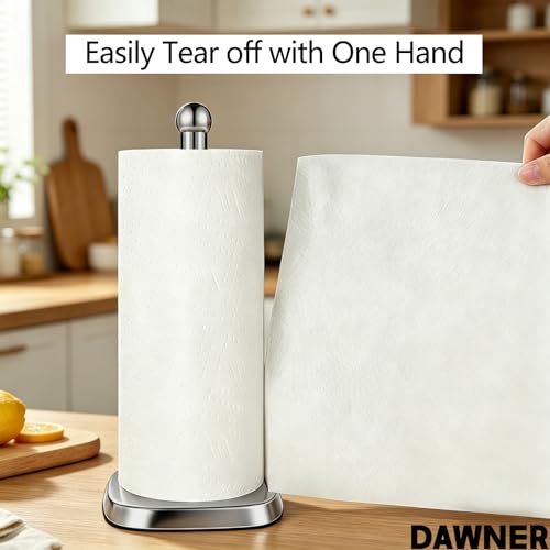 DAWNER Secure Grip Paper Towel Holder Countertop, Easy to Tear with One-Hand, Stainless Steel Paper Towel Stand, Dual-Weighted Suction Base for Kitchen & Bathroom‌ - Image 2