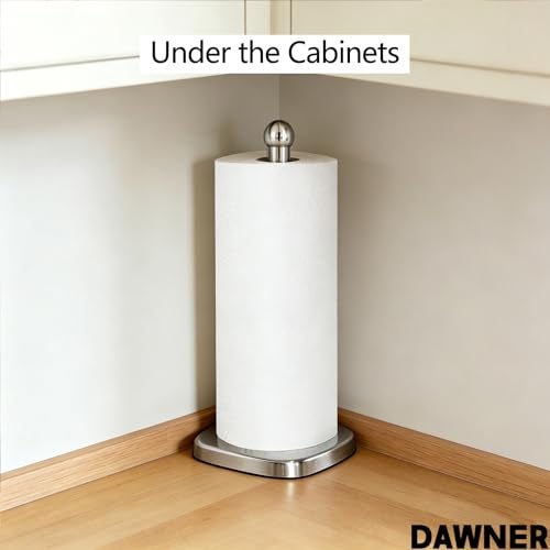 DAWNER Secure Grip Paper Towel Holder Countertop, Easy to Tear with One-Hand, Stainless Steel Paper Towel Stand, Dual-Weighted Suction Base for Kitchen & Bathroom‌ - Image 4