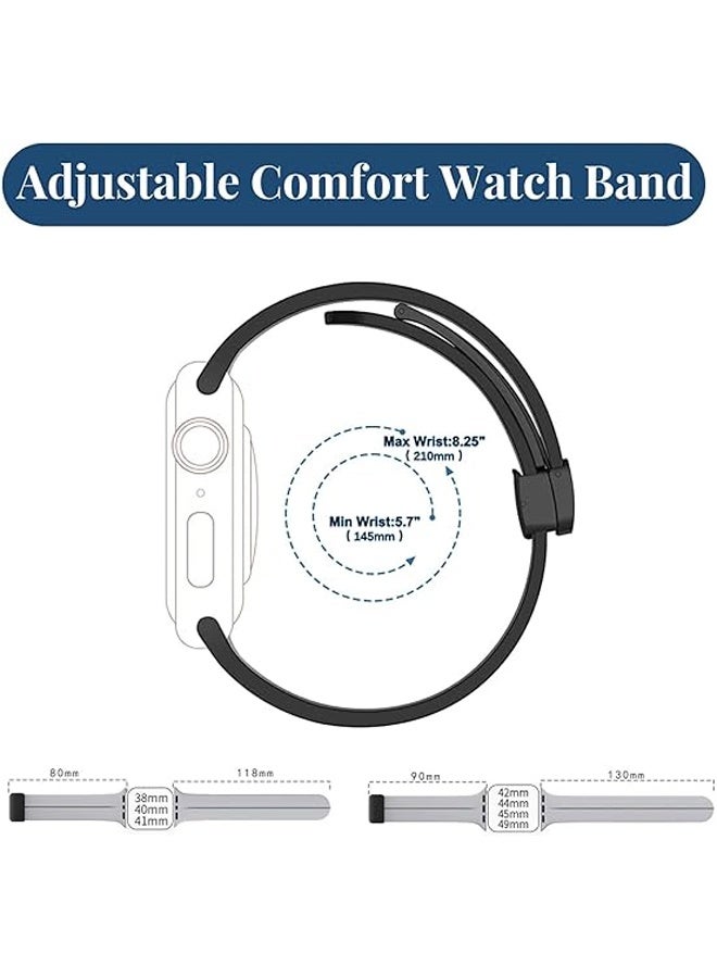 PULUZ 2pcs Magnetic for Apple Watch Band 42/44/45/49mm  Women men,Silicone Sport Strap Replacement WristBands - Image 4