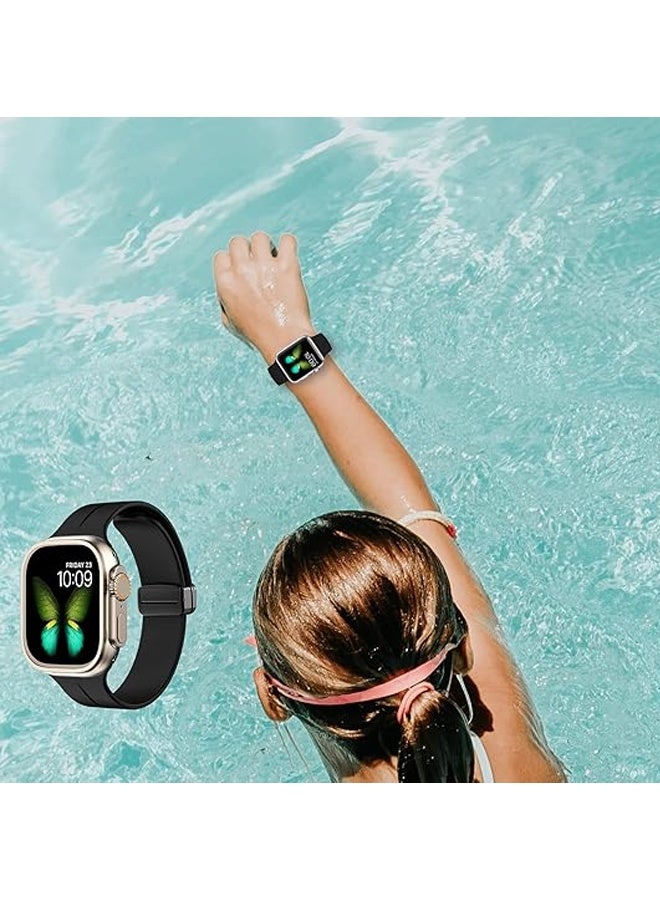 PULUZ 2pcs Magnetic for Apple Watch Band 42/44/45/49mm  Women men,Silicone Sport Strap Replacement WristBands - Image 2