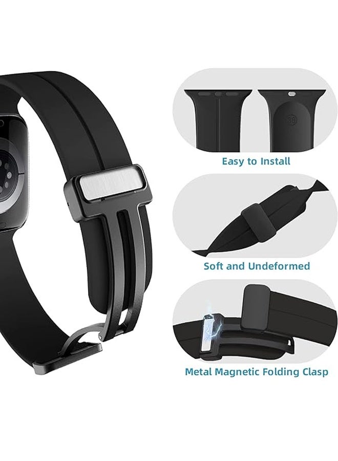 PULUZ 2pcs Magnetic for Apple Watch Band 42/44/45/49mm  Women men,Silicone Sport Strap Replacement WristBands - Image 3