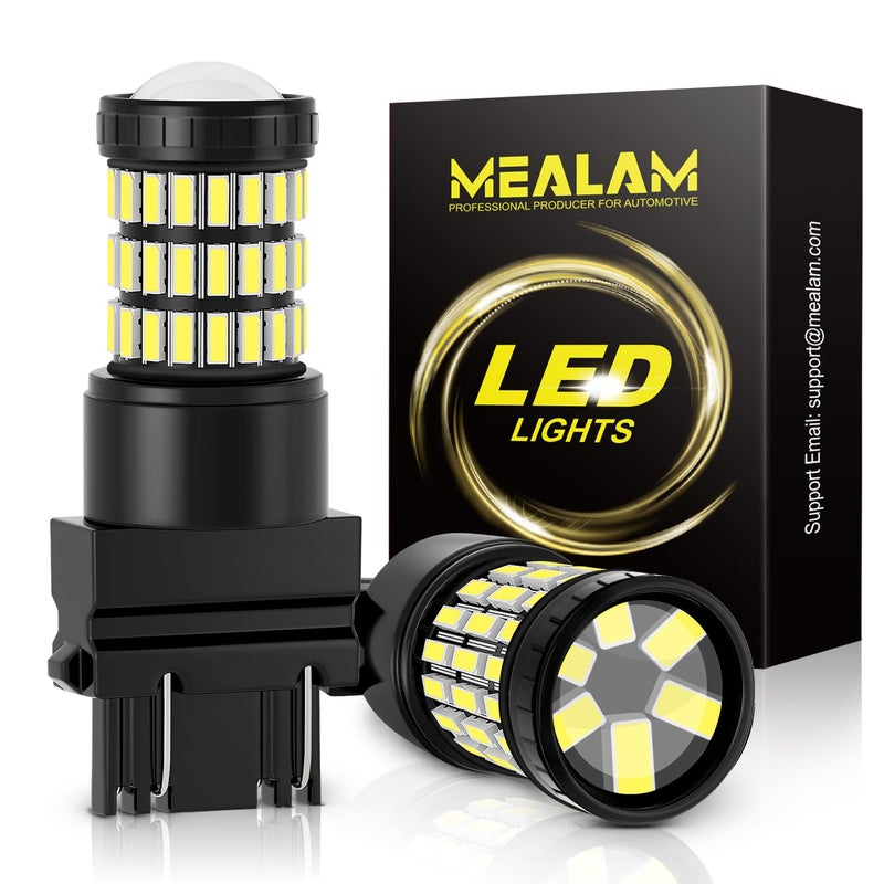 MEALAM 3156 3157 3057 4157 T25 LED Bulbs Xenon White, Super Bright 60 SMD Chips for Car Truck Backup Reverse Light Tail Break Turn Signal Light(Pack of 2)