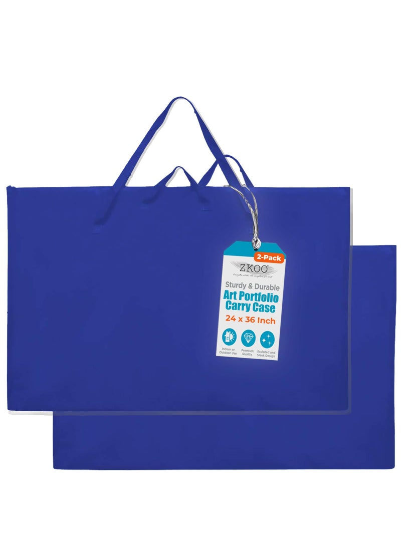 ZKOO ZKOO 24 x 36 Inch Art Portfolio Bag, Large Size Art Bag Light Weight Waterproof Poster Board Storage Bag, Art Portfolio Tote for Artwork, Poster, Sketch Drawing, Art Work, Canvas (Blue, 2 Pack)  - Image 1