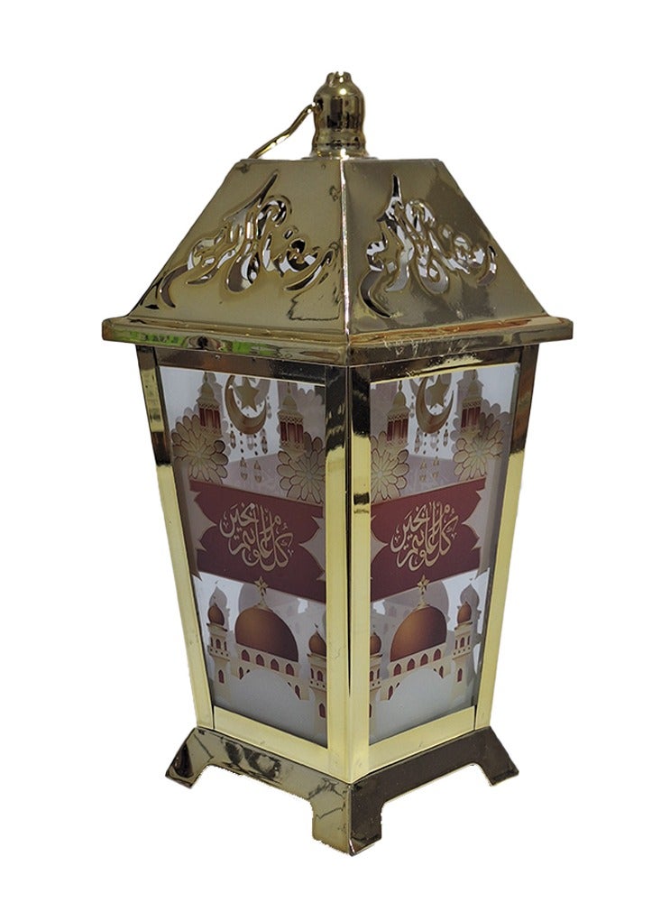 فانوس رمضان للأطفال أو لديكور المنزل، فانوس موسيقي، أغنية رمضان مع إضاءة لطيفة، فوانيس رمضان، فانوس لعبة ذو نوعية زجاجية جيدة وتصميم جميل باللون الذهبي لأجواء رمضانية هادئة - Image 2