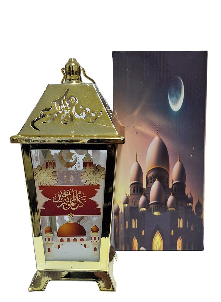 فانوس رمضان للأطفال أو لديكور المنزل، فانوس موسيقي، أغنية رمضان مع إضاءة لطيفة، فوانيس رمضان، فانوس لعبة ذو نوعية زجاجية جيدة وتصميم جميل باللون الذهبي لأجواء رمضانية هادئة - Image 3