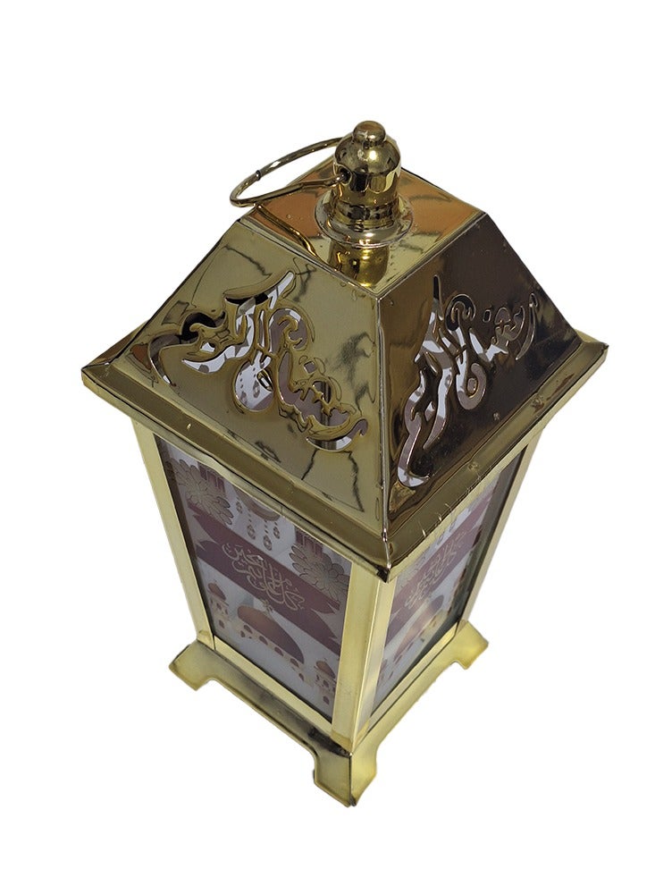 فانوس رمضان للأطفال أو لديكور المنزل، فانوس موسيقي، أغنية رمضان مع إضاءة لطيفة، فوانيس رمضان، فانوس لعبة ذو نوعية زجاجية جيدة وتصميم جميل باللون الذهبي لأجواء رمضانية هادئة - Image 4