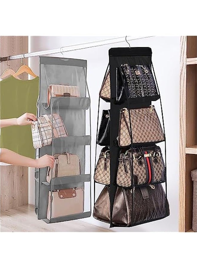تراسل كيس يدي معلق منظم ، 8 جيب محفظة تخزين معلق أكسفورد قماش خزانة للخزانة العائلية غرفة النوم ، قابلة للطي والعالمية - Image 5