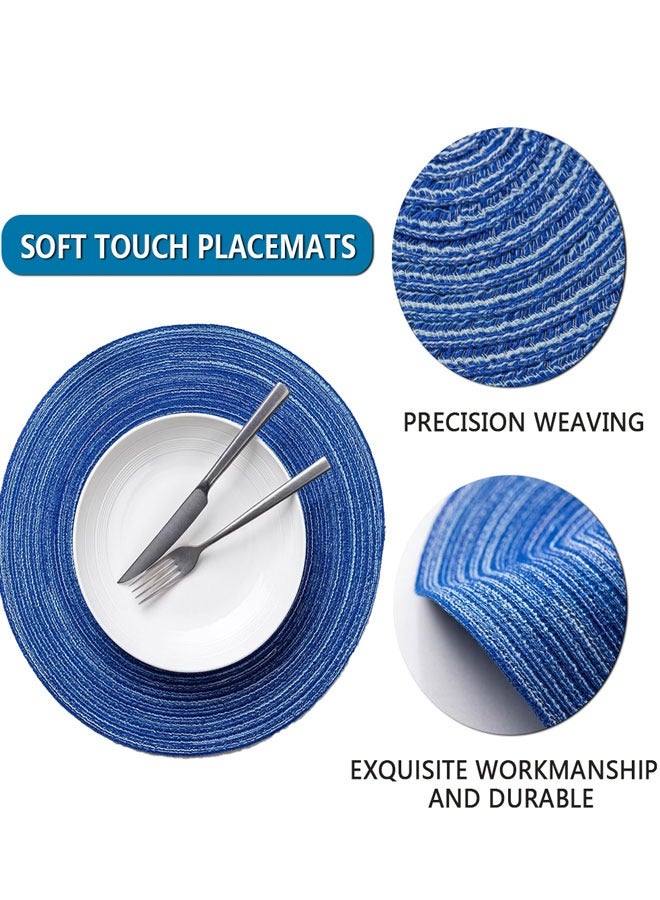 HAWAWA 36cm Round Braided Placemats Set of 4 Non Slip Washable Heat Resistant Table Mats Woven Place Mats for Kitchen Dining Table Party Decoration(bule) - Image 2