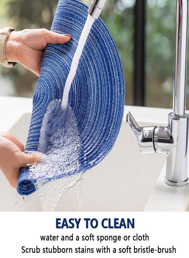HAWAWA 36cm Round Braided Placemats Set of 4 Non Slip Washable Heat Resistant Table Mats Woven Place Mats for Kitchen Dining Table Party Decoration(bule) - Image 4