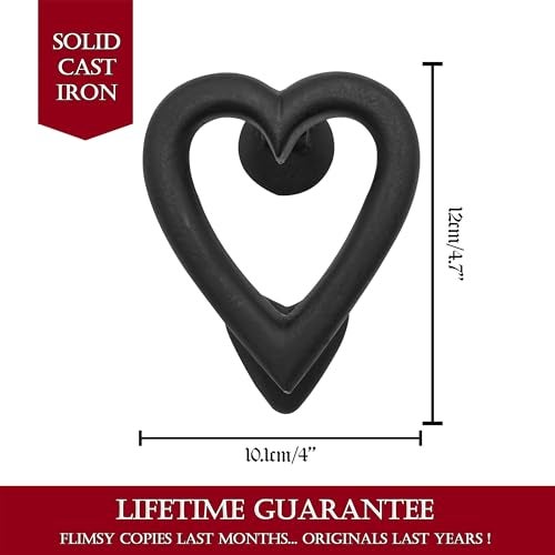 SaKeGa Black Heart Door Knocker for Front Door 45 X 4 Inch Solid CAST Iron Victorian Colonial Black - Image 3