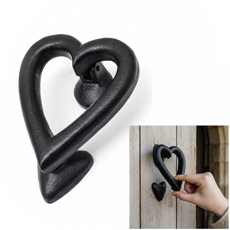 SaKeGa Black Heart Door Knocker for Front Door 45 X 4 Inch Solid CAST Iron Victorian Colonial Black - Image 2