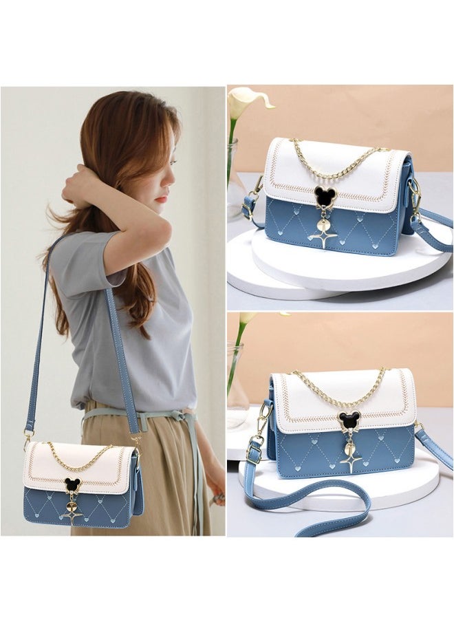 WAOKN - Women's Stylish Contrasting Shoulder Bag, Ladies Chain Handle Crossbody Bags Sling Bag Side Bag Carry Bag, PU Leather Small Square Bag Handbag Tote Bags Clutch Bag for Teenagers - Image 1