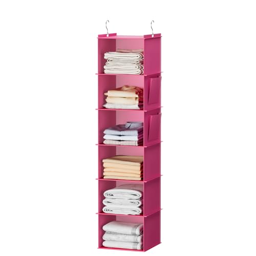 YOUDENOVA Hanging Closet Organizer, Closet Hanging Storage Shelves (Pink) - Image 1
